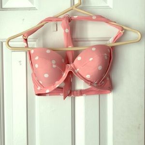 Pink polka dot bikini top!